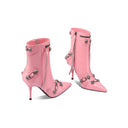 European and American pointed rivet ankle boots new black side zipper fashion stiletto heel punk style boots motorcycle boots