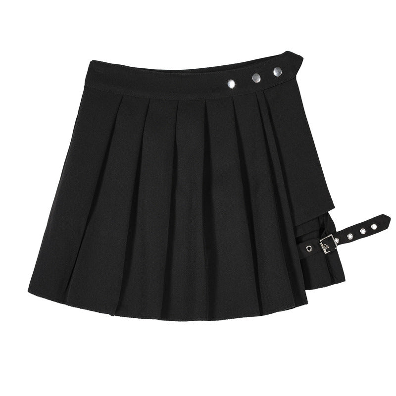 European and American Style Summer Sex New Style Leg Ring Skirt Pleated Skirt Short Skirt Dark Half Skirt for Women Cool Trendy Misogyny