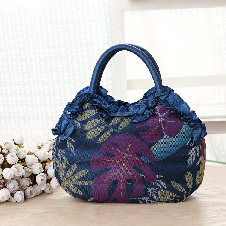 New Style Mother Key Middle Bag Korean Style Women's Handbag Mummy Bag Solid Color Lace Girl's Zipper Handbag