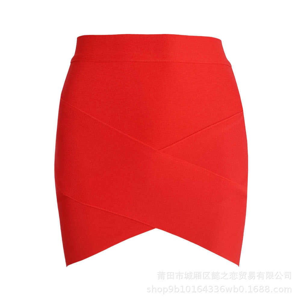 European and American Style Sexy Cross-Over Ultra-Short Skirt, High-Waisted Slit Bandage Bodycon Skirt, Nightclub Mini Skirt, Women's Clothing for Night Clubbing and Parties