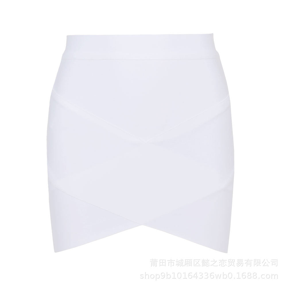 European and American Style Sexy Cross-Over Ultra-Short Skirt, High-Waisted Slit Bandage Bodycon Skirt, Nightclub Mini Skirt, Women's Clothing for Night Clubbing and Parties