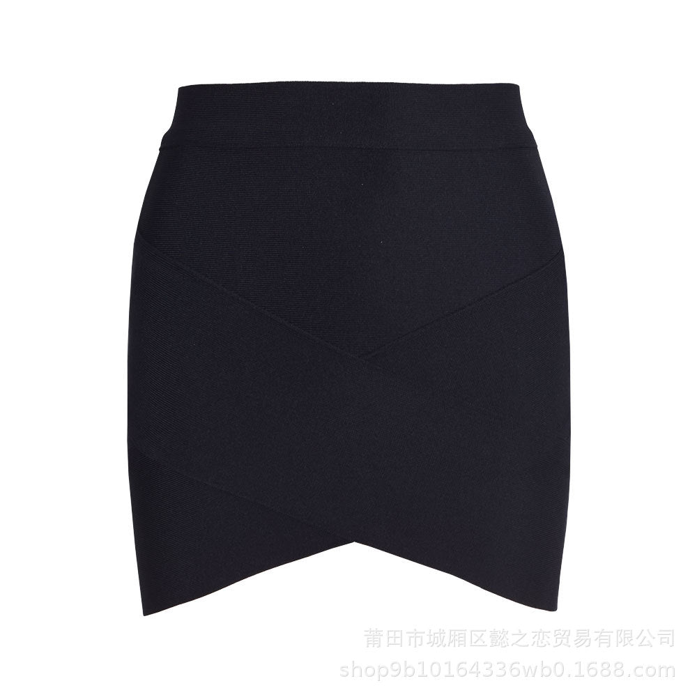 European and American Style Sexy Cross-Over Ultra-Short Skirt, High-Waisted Slit Bandage Bodycon Skirt, Nightclub Mini Skirt, Women's Clothing for Night Clubbing and Parties
