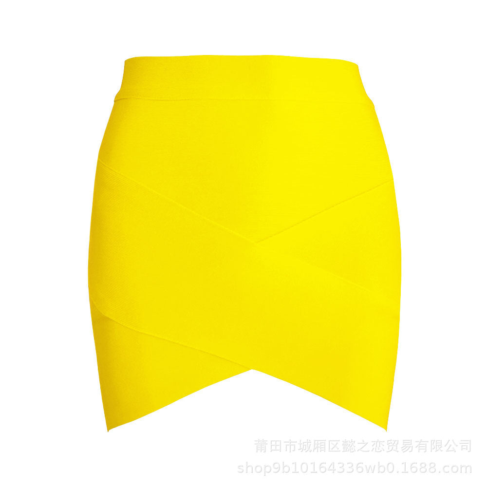 European and American Style Sexy Cross-Over Ultra-Short Skirt, High-Waisted Slit Bandage Bodycon Skirt, Nightclub Mini Skirt, Women's Clothing for Night Clubbing and Parties