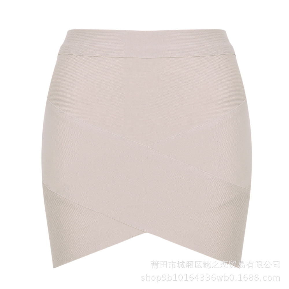 European and American Style Sexy Cross-Over Ultra-Short Skirt, High-Waisted Slit Bandage Bodycon Skirt, Nightclub Mini Skirt, Women's Clothing for Night Clubbing and Parties