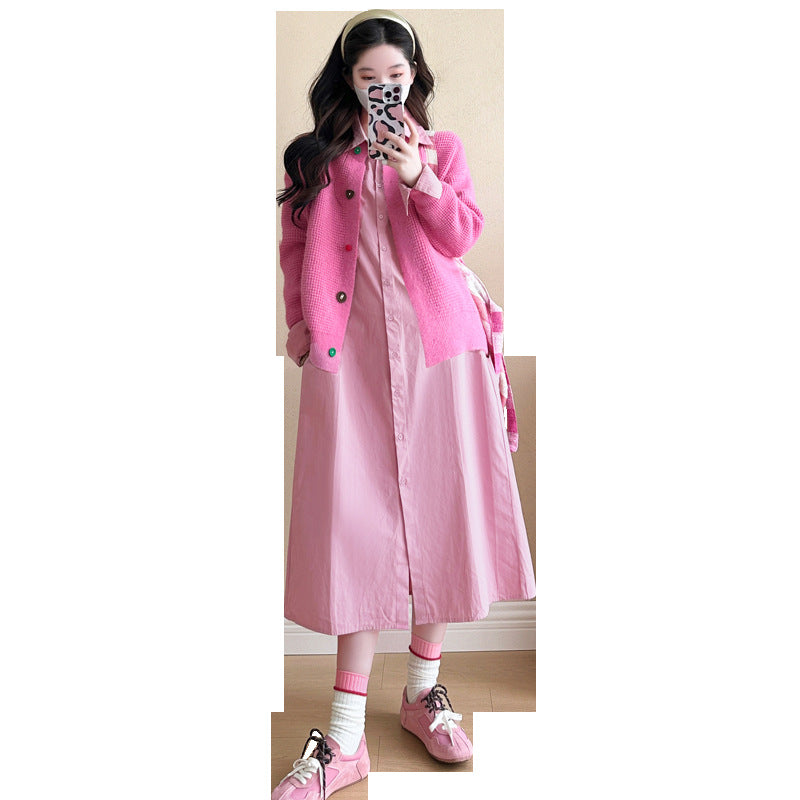 Real shot in stock ~ maternity clothes spring and autumn suit fashion new loose tide mom plus size pregnant women two-piece set