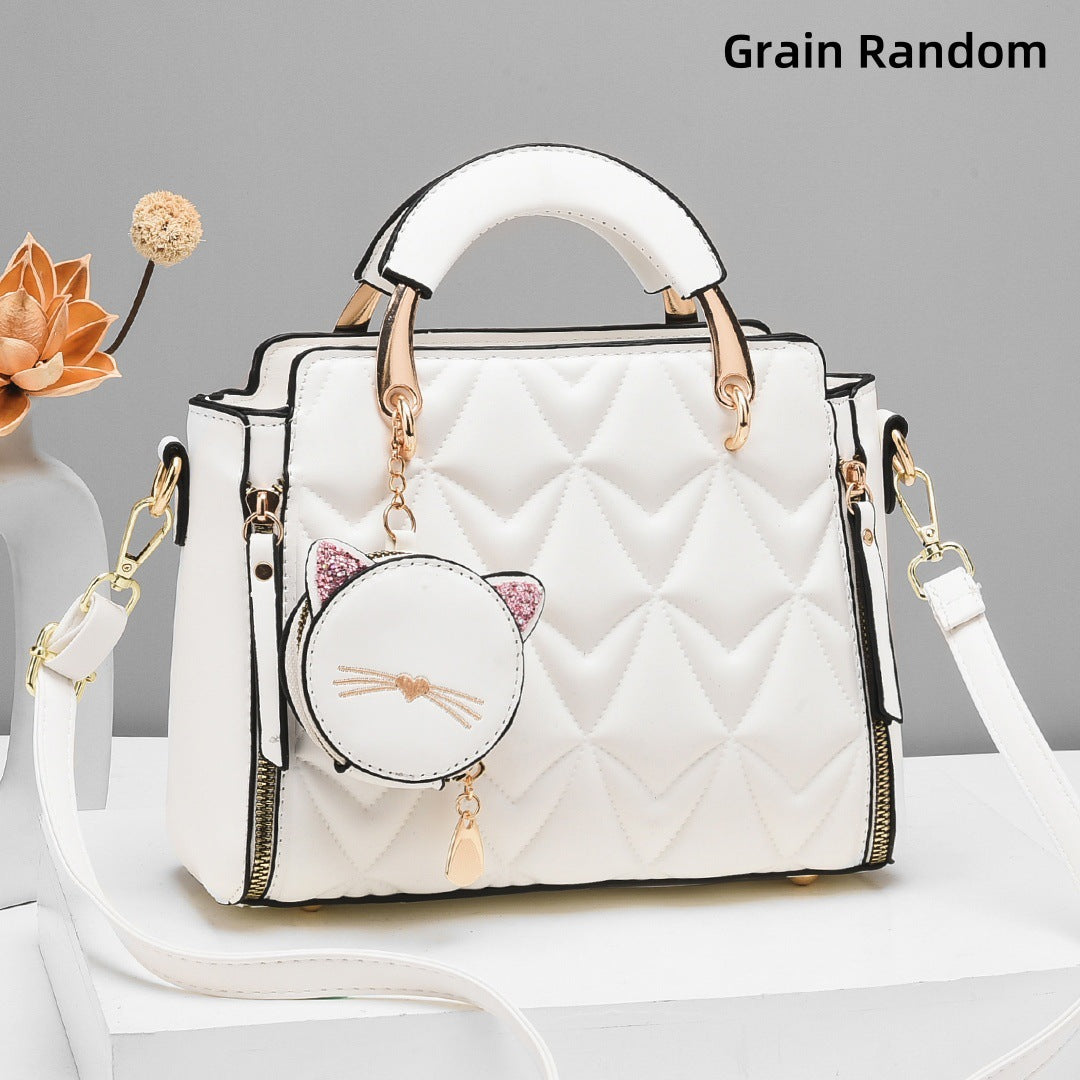 [Foreign Trade Women's Bag] Soft Surface Embossed Handbag Casual Messenger Bag Women's Shoulder Fashion Easiest for Match Handbag