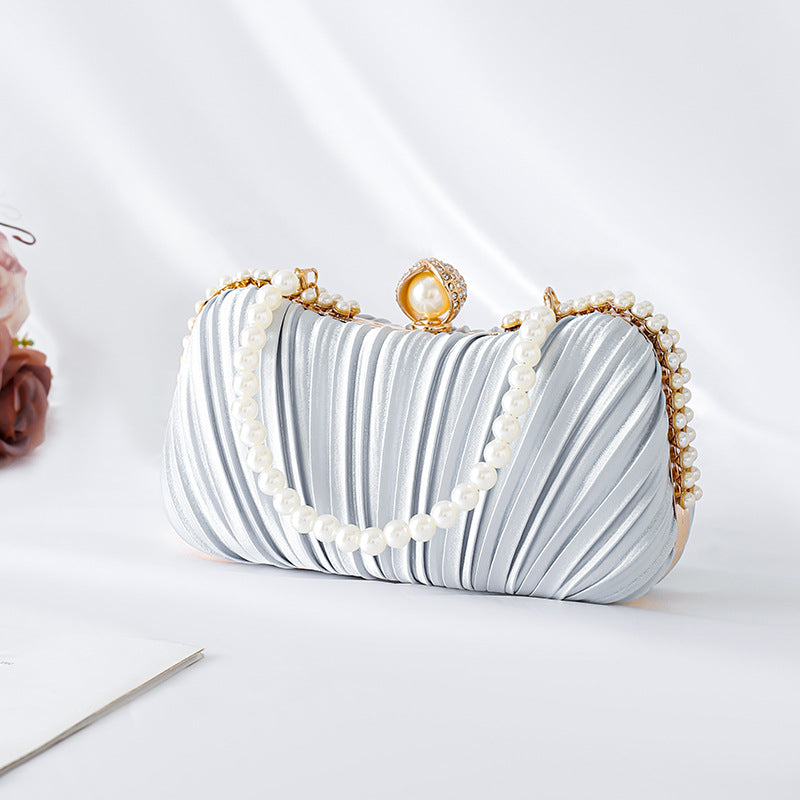 Dinner Clutch Bag Women's Pleated Satin Celebrity Banquet Bag with Evening Dress Handbag Cheongsam Handbag Party Bag
