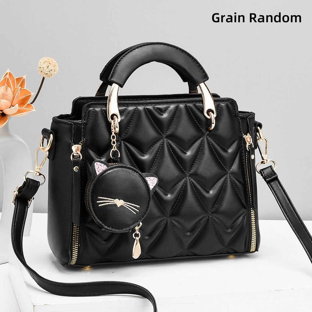 [Foreign Trade Women's Bag] Soft Surface Embossed Handbag Casual Messenger Bag Women's Shoulder Fashion Easiest for Match Handbag