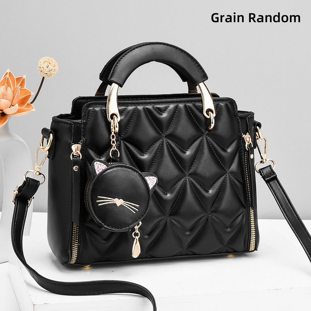 [Foreign Trade Women's Bag] Soft Surface Embossed Handbag Casual Messenger Bag Women's Shoulder Fashion Easiest for Match Handbag