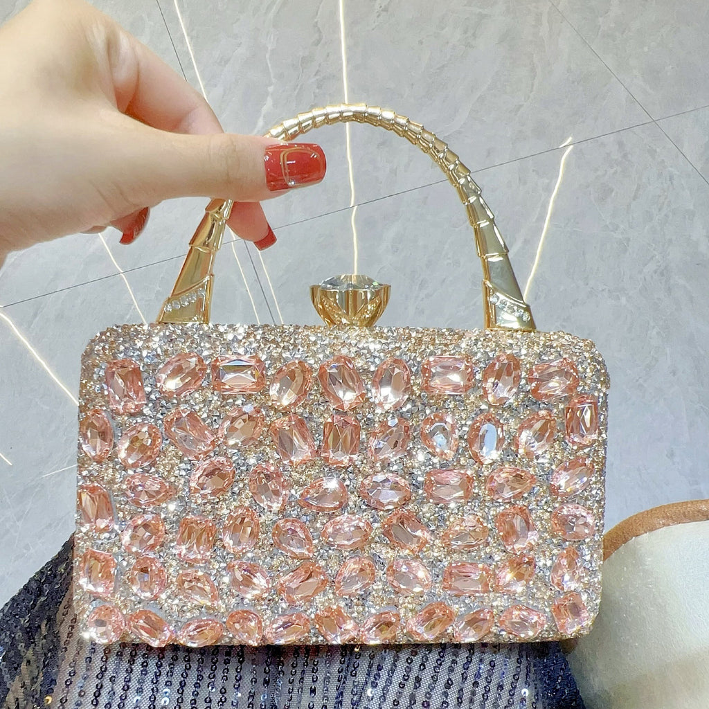 New Cross-border Banquet Handbag Women's Handheld Crossbody Bag Shoulder High-end Small Bag Full Diamond Shiny Evening Bag