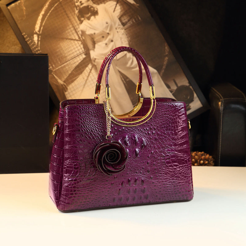 Middle-aged Women's Bag High-end Wedding Bag Genuine Leather Crocodile Pattern Happy Mother-in-law Bag Wedding Handbag with Cheongsam Bag