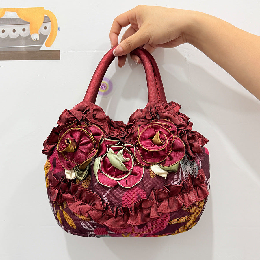 New Style Mother Key Middle Bag Korean Style Women's Handbag Mummy Bag Solid Color Lace Girl's Zipper Handbag