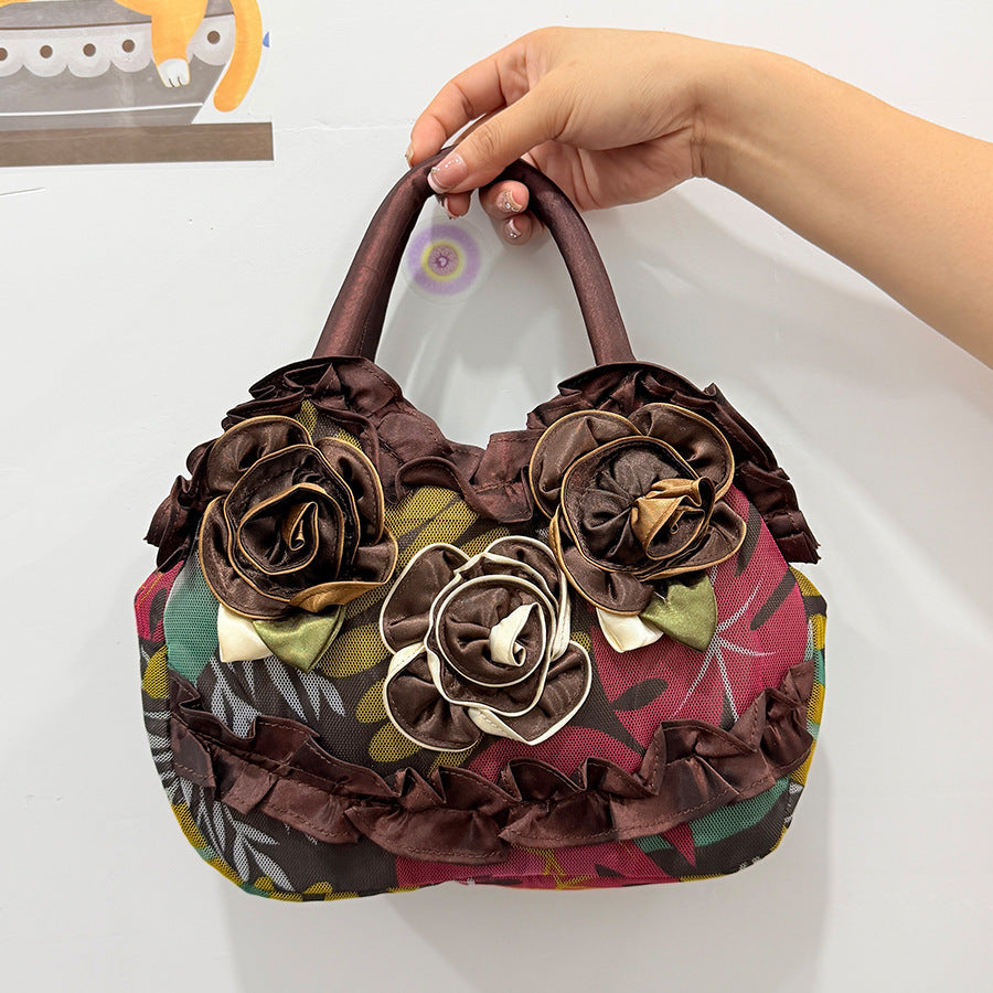 New Style Mother Key Middle Bag Korean Style Women's Handbag Mummy Bag Solid Color Lace Girl's Zipper Handbag
