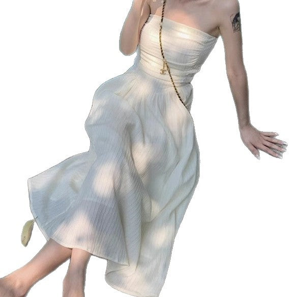 French-Style Off-Shoulder Dress for Women, Summer Spicy Girl Pure Desire Dress, Petite Figure-Flattering Waist-Cinching Elegant Long Dress