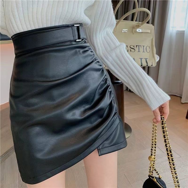 Leather Mini Skirt for Women, Autumn 2024
