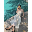 French-Style Off-Shoulder Dress for Women, Summer Spicy Girl Pure Desire Dress, Petite Figure-Flattering Waist-Cinching Elegant Long Dress