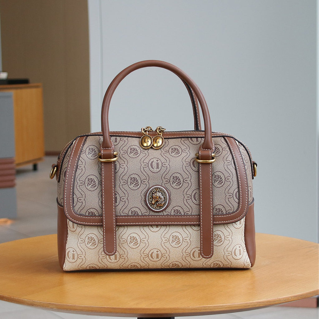 New Large Capacity Pillow Bag Fashion Unicorn Shoulder Commuter All-match Handbag Retro PVC Stitching Crossbody Bag