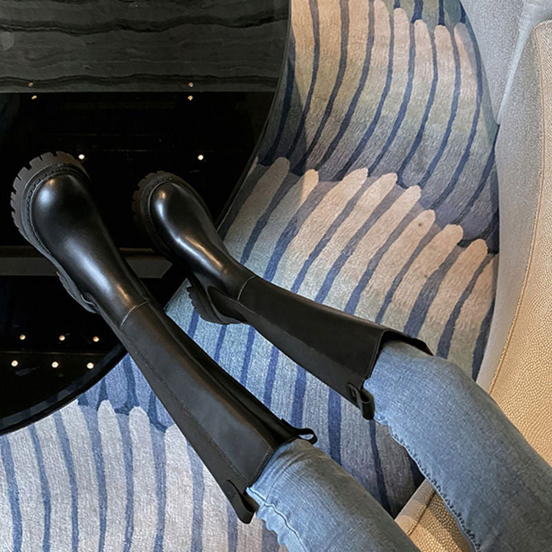 New Style Chimney Boots, Women's 2025 Autumn and Winter Single Boots, High Knight Boots, Thick Soles, Over-The-Knee Boots