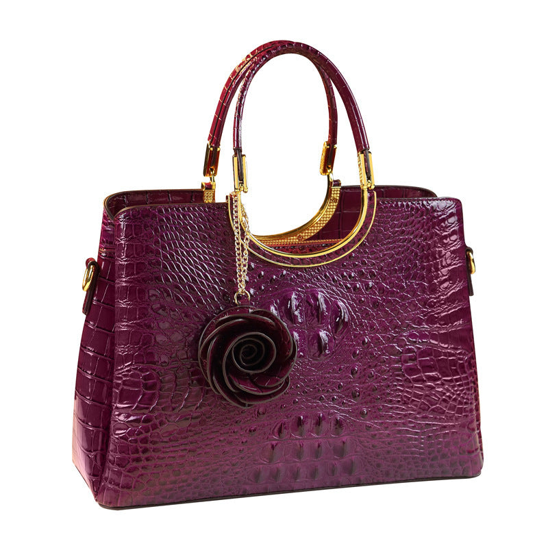 Middle-aged Women's Bag High-end Wedding Bag Genuine Leather Crocodile Pattern Happy Mother-in-law Bag Wedding Handbag with Cheongsam Bag