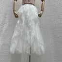 Spring and Summer Korean Style Elastic Waist Fashionable and Versatile Slimming Mesh Splicing Irregular Mid-Length High-Waisted Skirt