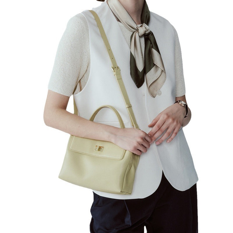 Soft Leather Women's Crossbody Bag for Work, Small Handbag with a High-End Feel, 2026 New Model, Trendy This Year, Textured Handbag