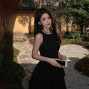 Beautiful Hot Girl Waist Dress Women's French Style Elegant Daughter High-End Little Black Dress Birthday Dress Short Skirt
