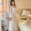 Sexy Pajamas Women's dress Ice Silk French Court with Chest Pad Pure Desire Fairy Nightdress 2025 New Summer