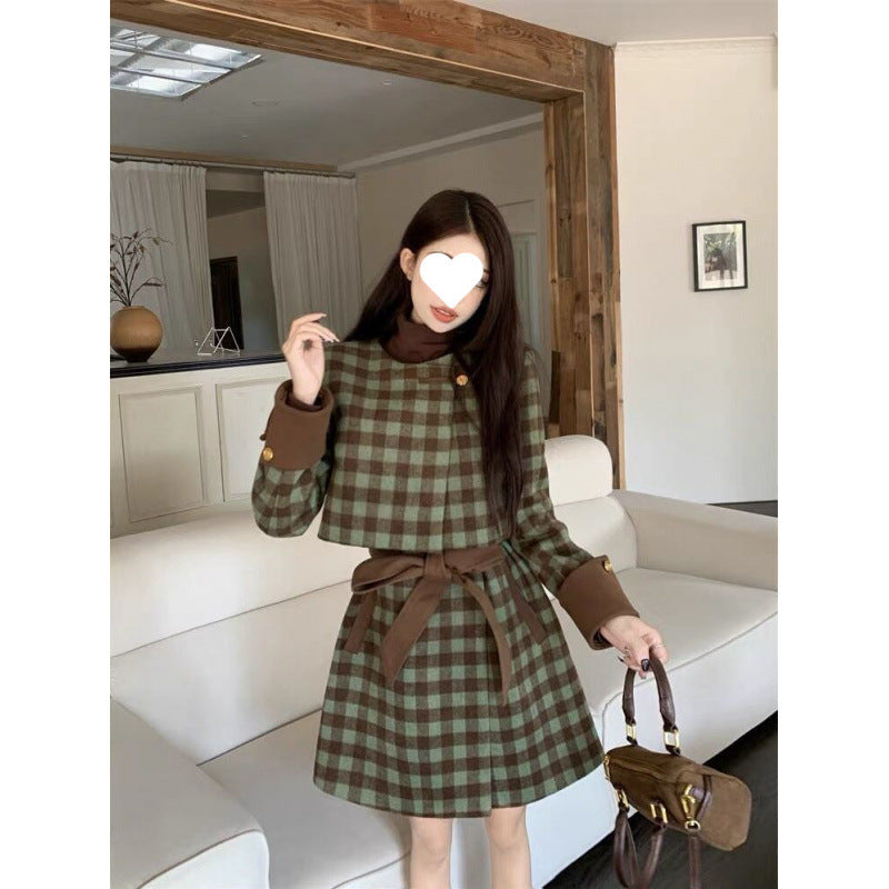 2024 Plaid Autumn and Winter Chanel New Thick Coat dress Two-piece Wool Fashionable Elegant Slim suit