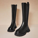 Black Knee-High Thick-Soled Knight Boots Sleeve Chelsea Boots for Women 2025 Autumn and Winter New High Fashion Boots