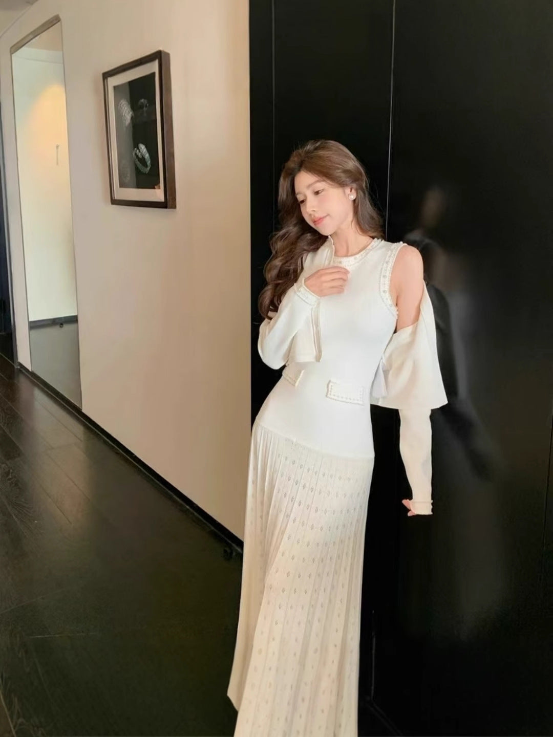 M2026 Spring and Summer New Cross-Border Foreign Trade Women's Clothing French European and American Style Elegant Sleeveless Long Dress Knitted Dress