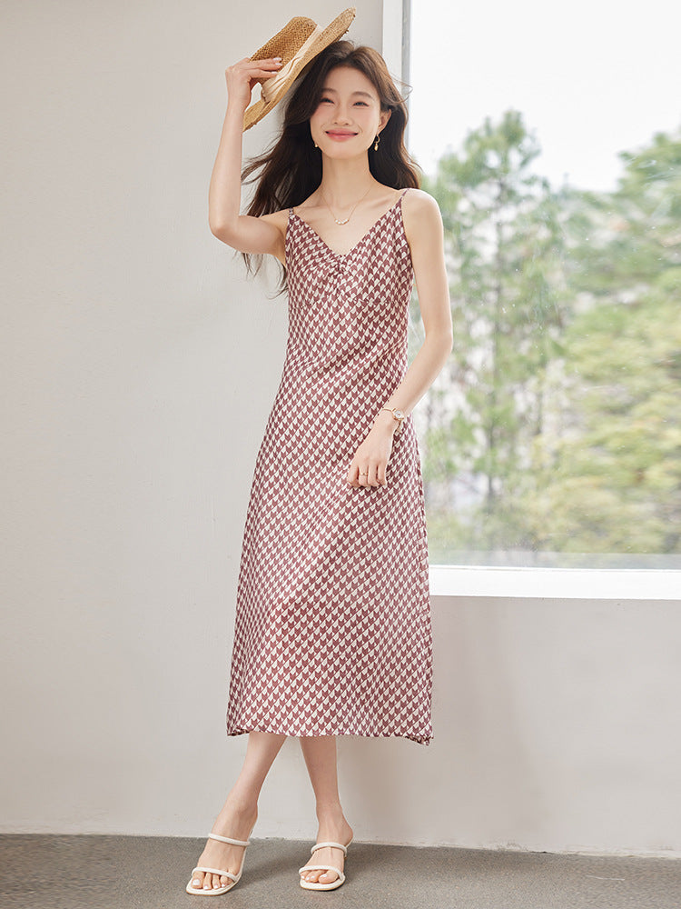Fairy-Like Ultra-Fairy Style Spaghetti Strap Floral Dress Cardigan Elegant Petite Outfit Complete Chiffon Women's Dress