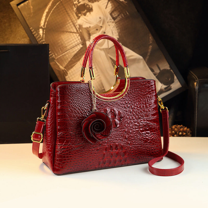 Middle-aged Women's Bag High-end Wedding Bag Genuine Leather Crocodile Pattern Happy Mother-in-law Bag Wedding Handbag with Cheongsam Bag