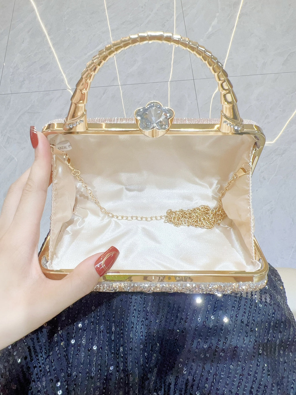 New Cross-border Banquet Handbag Women's Handheld Crossbody Bag Shoulder High-end Small Bag Full Diamond Shiny Evening Bag