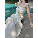 French-Style Off-Shoulder Dress for Women, Summer Spicy Girl Pure Desire Dress, Petite Figure-Flattering Waist-Cinching Elegant Long Dress