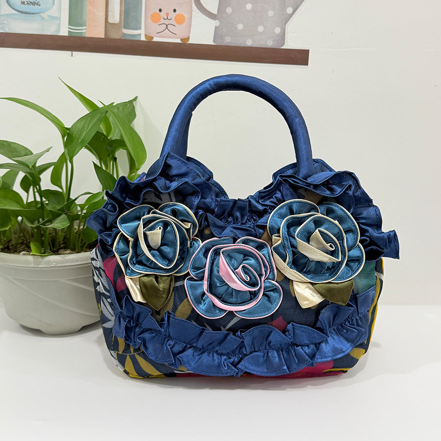 New Style Mother Key Middle Bag Korean Style Women's Handbag Mummy Bag Solid Color Lace Girl's Zipper Handbag