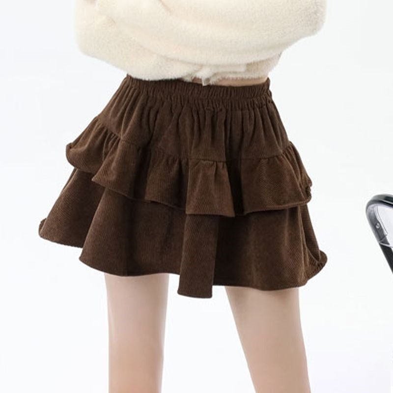 Corduroy Skirt Women's Autumn and Winter Cake Skirt Black Short Skirt 2024 New A-Line Skirt Tutu Skirt High Waist Umbrella Skirt