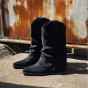 In-Stock Korean Style Versatile Simple Suede Pleated Ankle Boots 2025 Autumn and Winter New Slim Pointed Toe Chunky Heel Booties