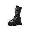 Martin Boots Women's High-heeled Motorcycle Boots Foreign Trade Autumn and Winter New Arrival Boots Thick-soled Short Boots Women's Punk Style Mid-heeled Boots