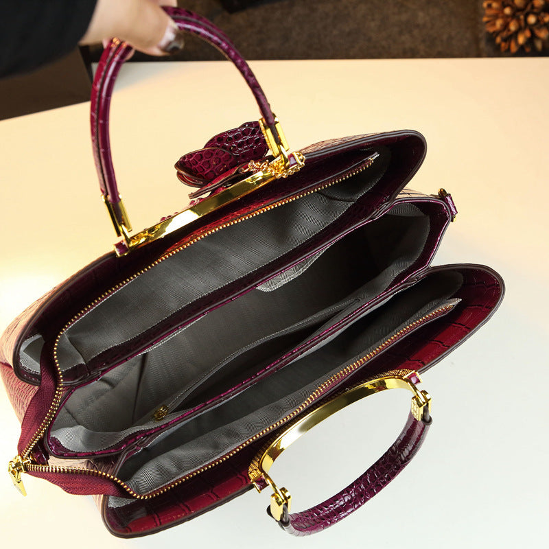 Middle-aged Women's Bag High-end Wedding Bag Genuine Leather Crocodile Pattern Happy Mother-in-law Bag Wedding Handbag with Cheongsam Bag
