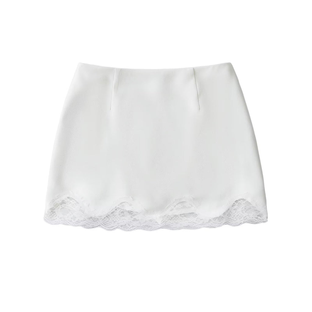 Pure Spice Girl Lace Tight Hip Skirt Summer New Side Zipper Anti-running Mini Skirt