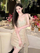 2025 Summer New High-End Elegant Goddess-Style Dress Light Luxury French Banquet Sexy Mini Dress