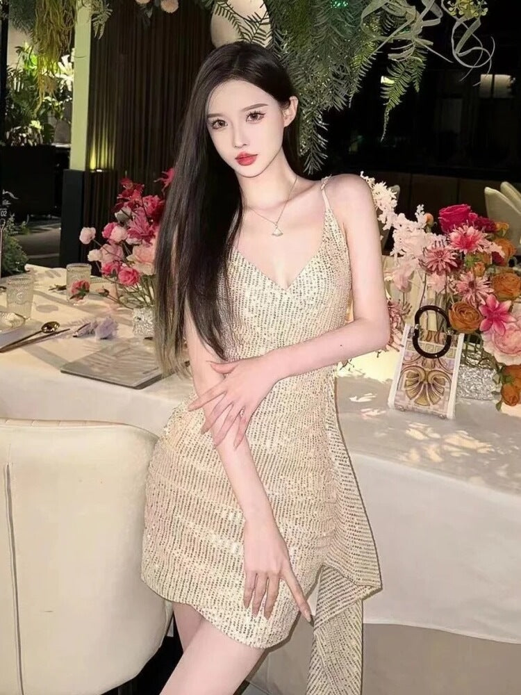2025 Summer New High-End Elegant Goddess-Style Dress Light Luxury French Banquet Sexy Mini Dress