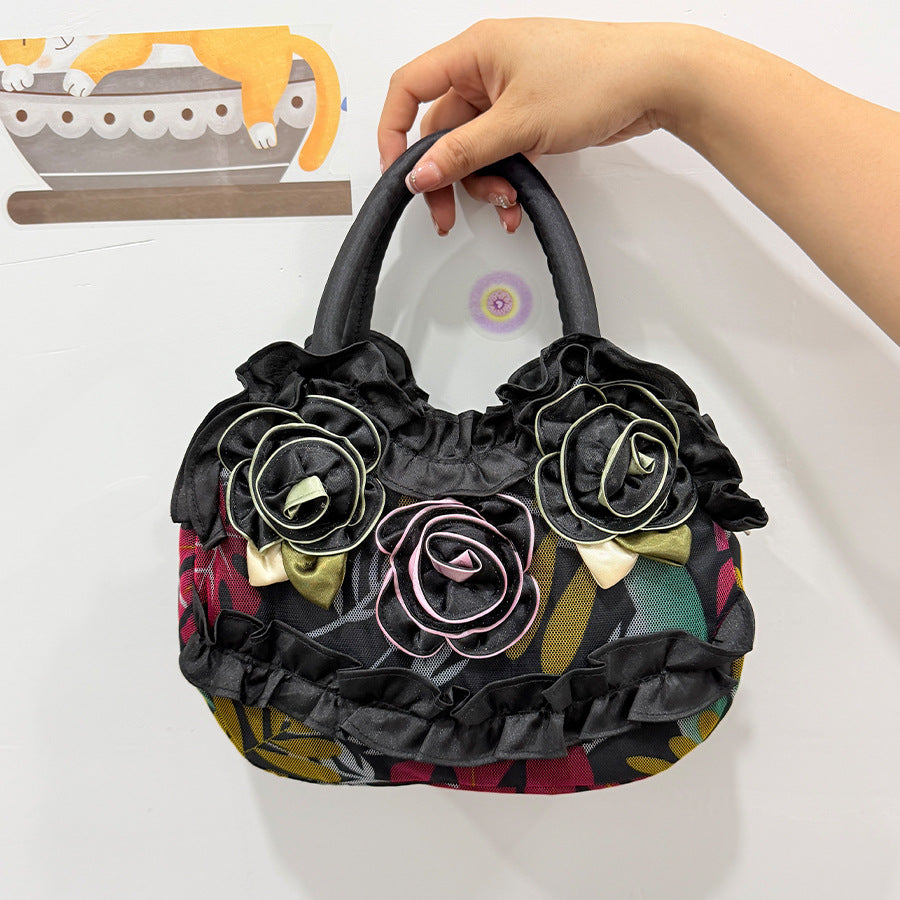 New Style Mother Key Middle Bag Korean Style Women's Handbag Mummy Bag Solid Color Lace Girl's Zipper Handbag