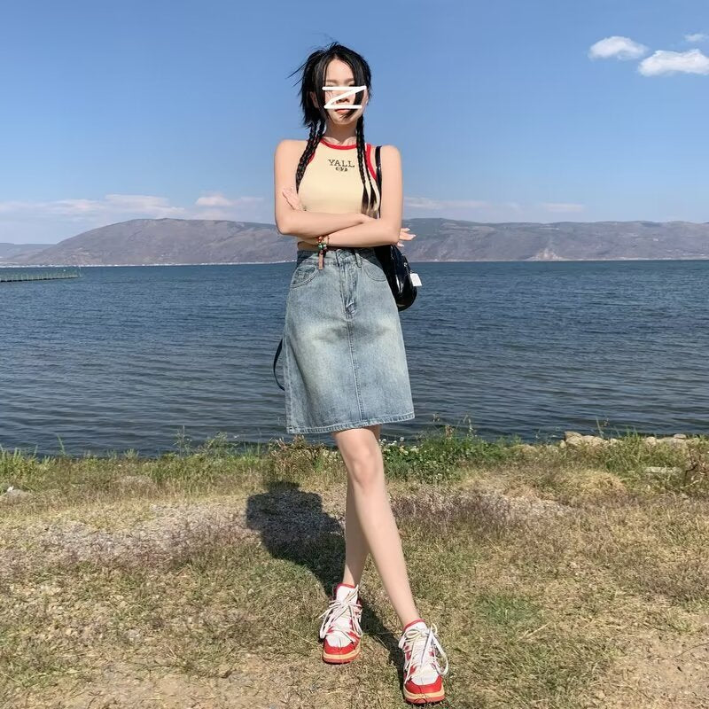 2026 Summer Hot Girl High Waist Slimming A-Line Skirt Bodycon Skirt Denim Skirt Denim Mini Skirt Women's Hot Girl Style