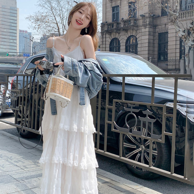 Seaside Holiday Beach Dress White dress Women's Summer 2025 New Pure Sleeveless Strap Dress