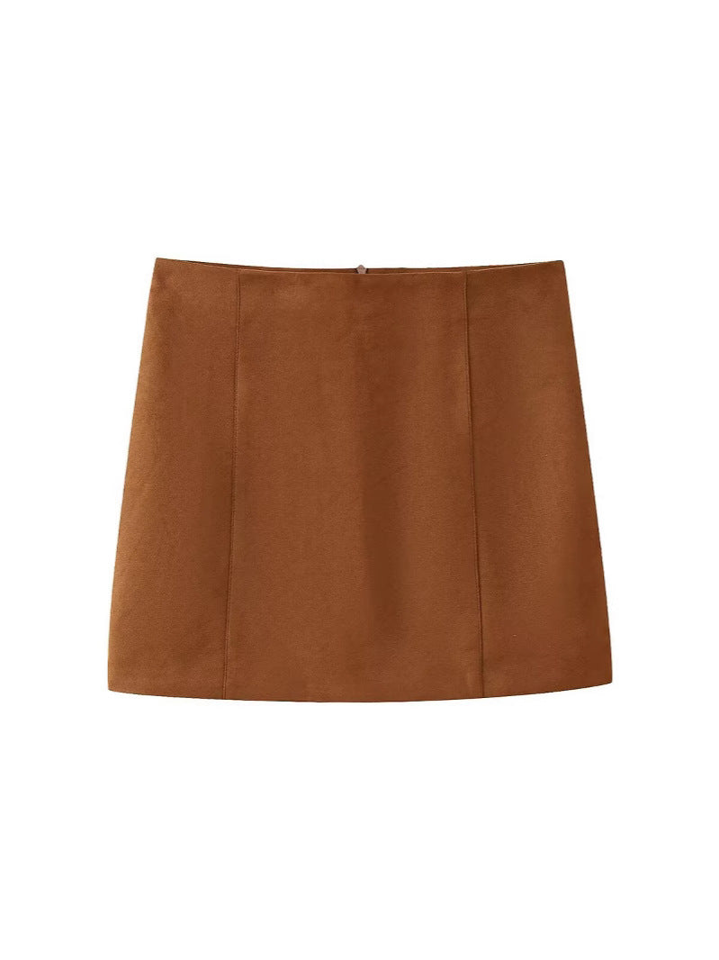 Foreign Trade Wholesale European and American Style Women's New Fashion Versatile Deerskin Velvet Short Jacket Jacket Short Skirt Suit