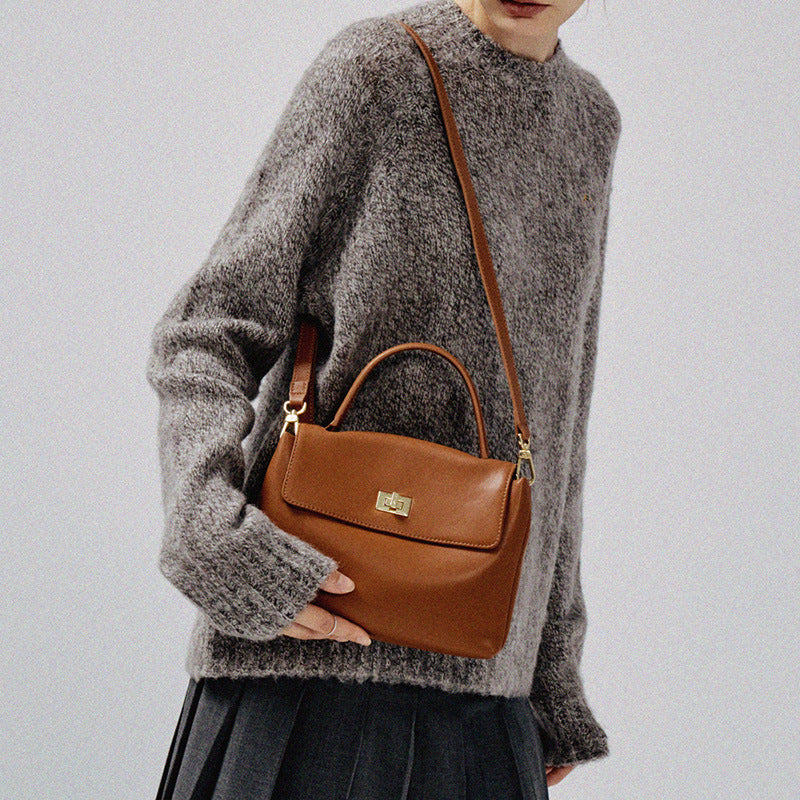Soft Leather Women's Crossbody Bag for Work, Small Handbag with a High-End Feel, 2026 New Model, Trendy This Year, Textured Handbag