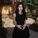 Beautiful Hot Girl Waist Dress Women's French Style Elegant Daughter High-End Little Black Dress Birthday Dress Short Skirt