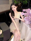 2025 Summer New High-End Elegant Goddess-Style Dress Light Luxury French Banquet Sexy Mini Dress