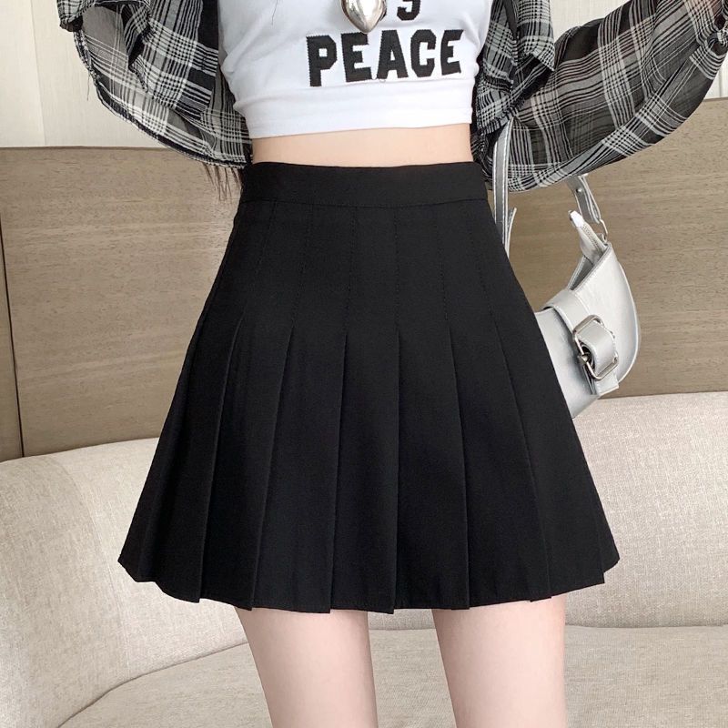 High-Waisted A-Line Slimming Pleated Skirt Versatile Short Skirt for Women, College Style Korean Version Solid Color Anti-Exposure Skirt Wholesale
